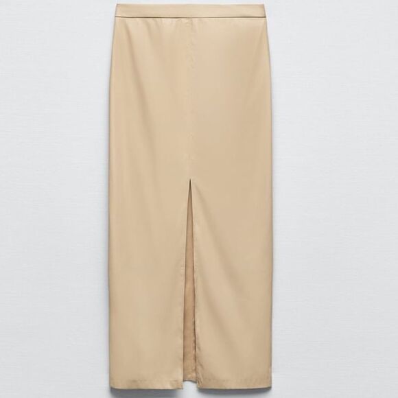 Zara Midi Faux Leather Skirt New - Picture 5 of 9